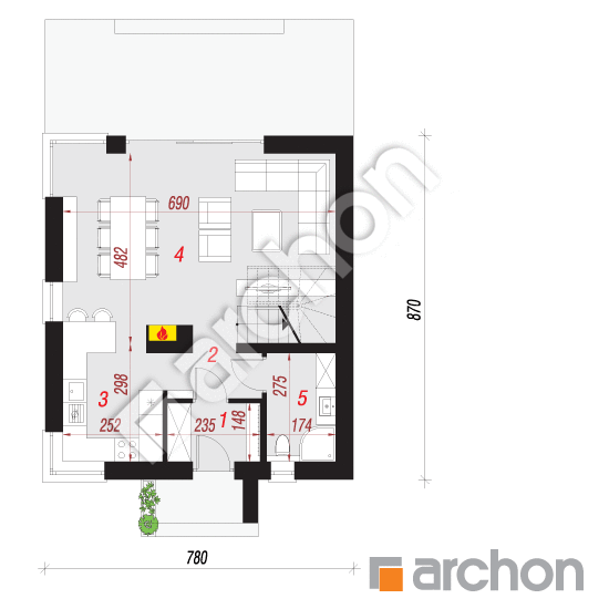 Проект дома ARCHON+ Дом на пригорке 2 (Н) План першого поверху
