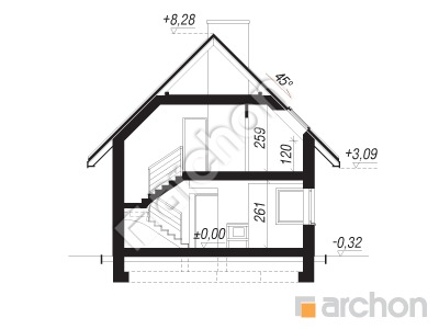 Проєкт будинку ARCHON+ Будинок на пагорбі 2 (Н) Розріз будинку