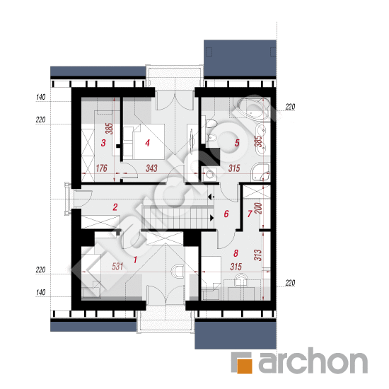 Проект будинку ARCHON+ Будинок в цикламенах 3 (Б) вер. 3 План мансандри