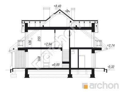 Проєкт будинку ARCHON+ Будинок в цикламенах 3 (Б) вер. 3 Розріз будинку