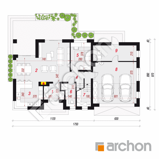 Проект будинку ARCHON+ Будинок в сріблянках 2 (Г2Т) План першого поверху