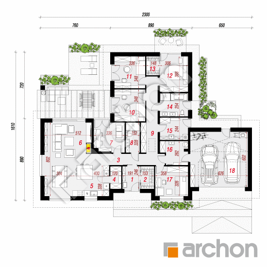 Проект дома ARCHON+ Дом в итеях 2 (Г2) План першого поверху