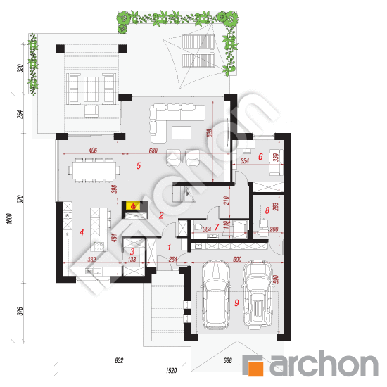 Проект дома ARCHON+ Дом в мачейках (Г2) План першого поверху