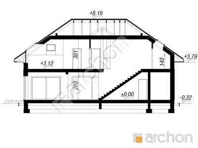 Проект дома ARCHON+ Дом в мачейках (Г2) Розріз будинку