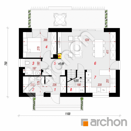 Проект будинку ARCHON+ Будинок в іберійках 5 План першого поверху