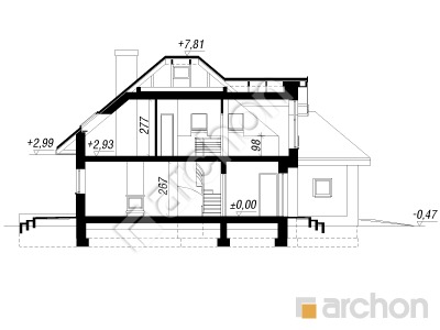 Проект дома ARCHON+ Дом в рукколе (H) вер.2 Розріз будинку