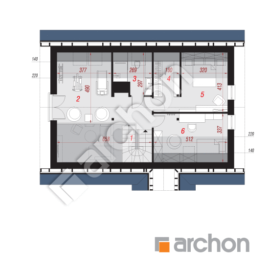 Проект дома ARCHON+ Дом в арнике (Мп) вер.2 План мансандри