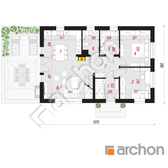 Проект будинку ARCHON+ Будинок в арніці (М) вер.2 План першого поверху