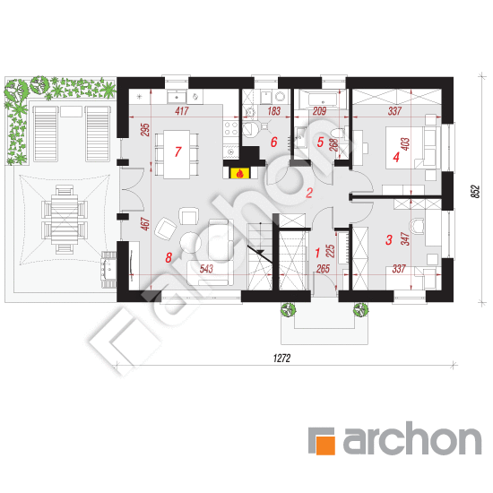 Проект будинку ARCHON+ Будинок в арніці (Мп) вер.2 План першого поверху