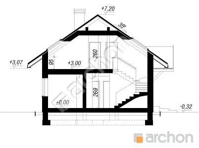 Проєкт будинку ARCHON+ Будинок в арніці (Мп) вер.2 Розріз будинку