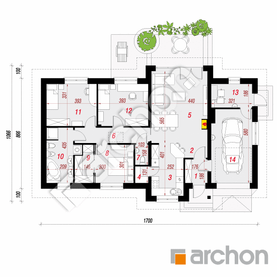 Проект дома ARCHON+ Дом в неринах 4 План першого поверху