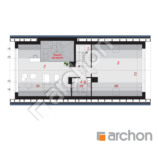 Проект дома ARCHON+ Дом в дабециях (М) План мансандри