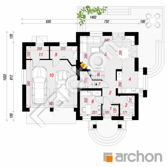 Проект будинку ARCHON+ Будинок в абрикосах (Г2) вер.2 План першого поверху