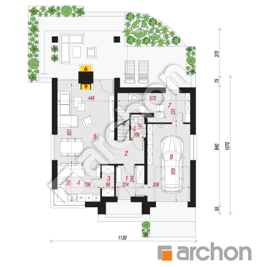 Проект будинку ARCHON+ Будинок в ветіверії 2 План першого поверху