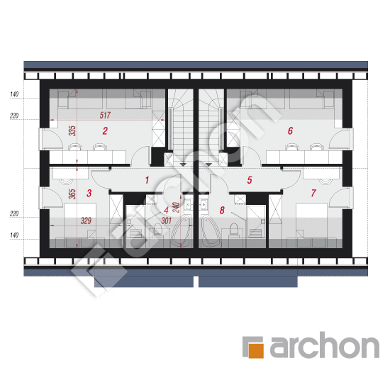 Проект будинку ARCHON+ Будинок в брусниці (Р2Н) План мансандри