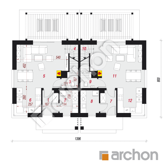 Проект дома ARCHON+ Дом в бруснике (Р2Н) План першого поверху