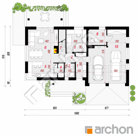 Проект будинку ARCHON+ Будинок в гейджею (Г2А) План першого поверху