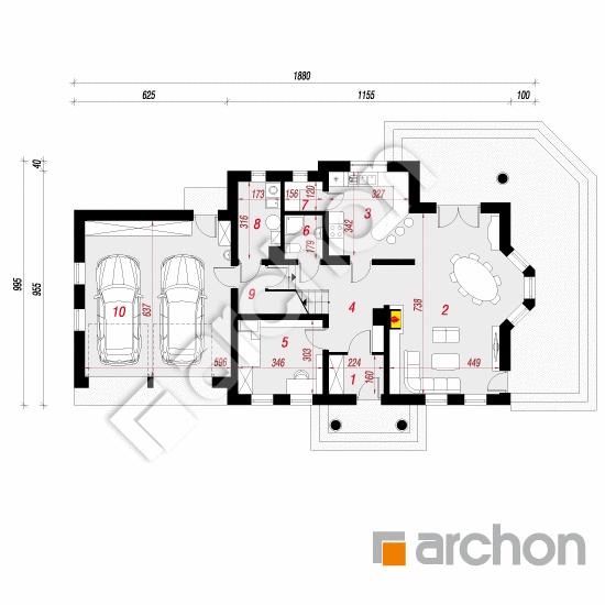 Проект дома ARCHON+ Дом в матиоллах (Г2) вер. 2 План першого поверху