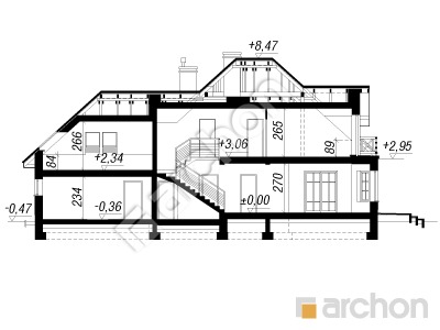 Проект дома ARCHON+ Дом в матиоллах (Г2) вер. 2 Розріз будинку