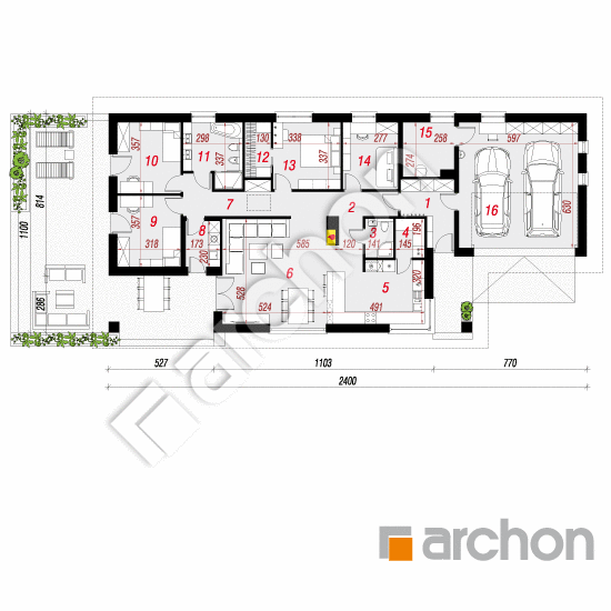 Проект дома ARCHON+ Дом в андромедах 2 (Г2А) План першого поверху