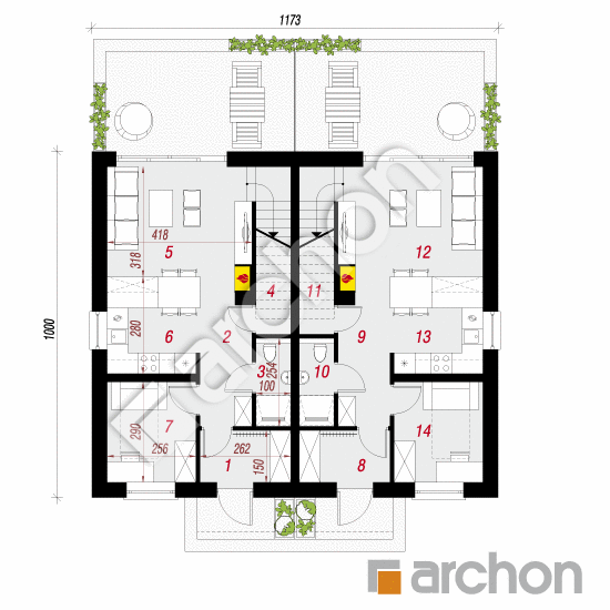 Проєкт будинку ARCHON+ Будинок в тунбергіях (Р2) вер.2 План першого поверху