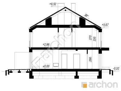 Проект дома ARCHON+ Дом в тунбергиях (Р2) вер.2 Розріз будинку