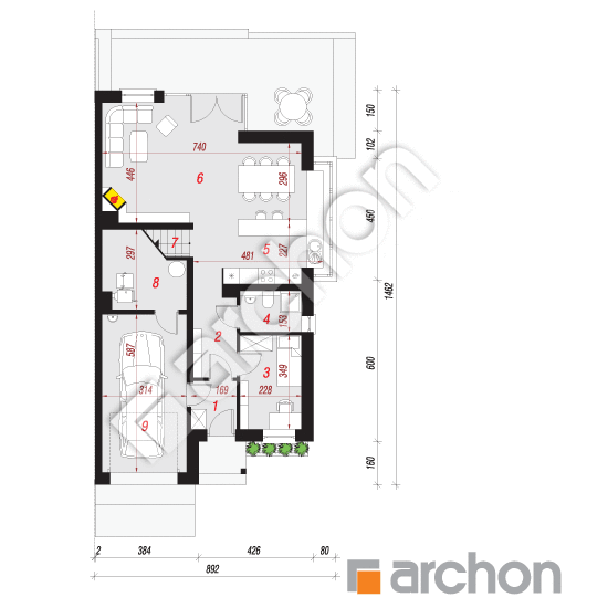 Проект будинку ARCHON+ Будинок в клематисах 7 (Б) вер.3 План першого поверху