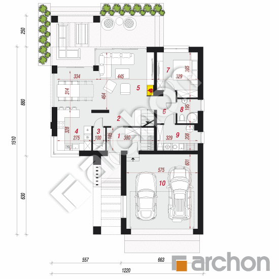 Проект будинку ARCHON+ Будинок в яскерах 2 (Г2) План першого поверху