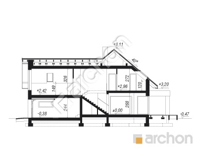 Проект дома ARCHON+ Дом в яскерах 2 (Г2) Розріз будинку