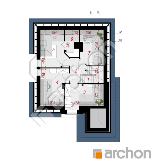 Проект будинку ARCHON+ Будинок в руколі (П) вер.2 План мансандри