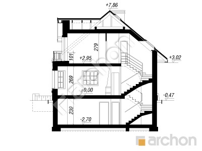 Проєкт будинку ARCHON+ Будинок в руколі (П) вер.2 Розріз будинку