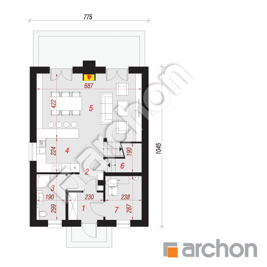 Проект дома ARCHON+ Дом в сон-траве 3  План першого поверху