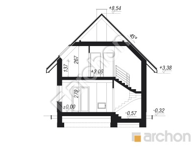 Проект дома ARCHON+ Дом в сон-траве 3  Розріз будинку