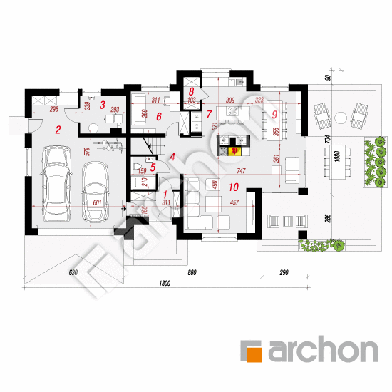 Проект дома ARCHON+ Дом в каннах 5 (Г2) План першого поверху