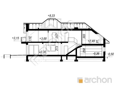 Проект дома ARCHON+ Дом в каннах 5 (Г2) Розріз будинку