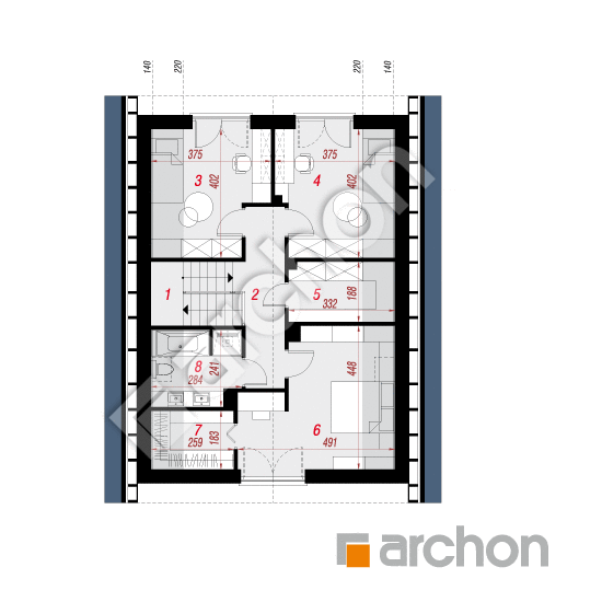 Проект будинку ARCHON+ Будинок в малинівці 26 (Е) ВДЕ План мансандри