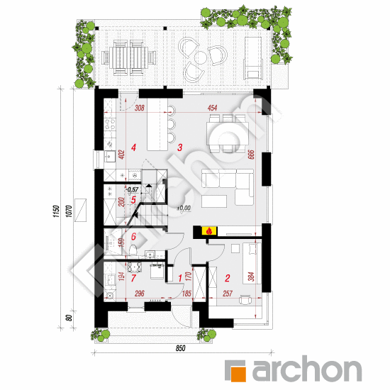 Проект будинку ARCHON+ Будинок в малинівці 26 (Е) ВДЕ План першого поверху