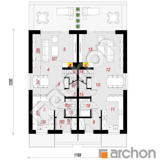 Проект будинку ARCHON+ Будинок в рівіях 12 (Р2) План першого поверху