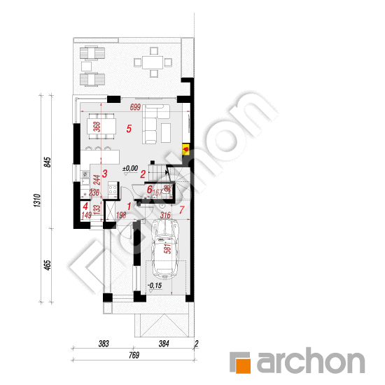Проект будинку ARCHON+ Вілла Юлія 3 (Б) вер.2 План першого поверху