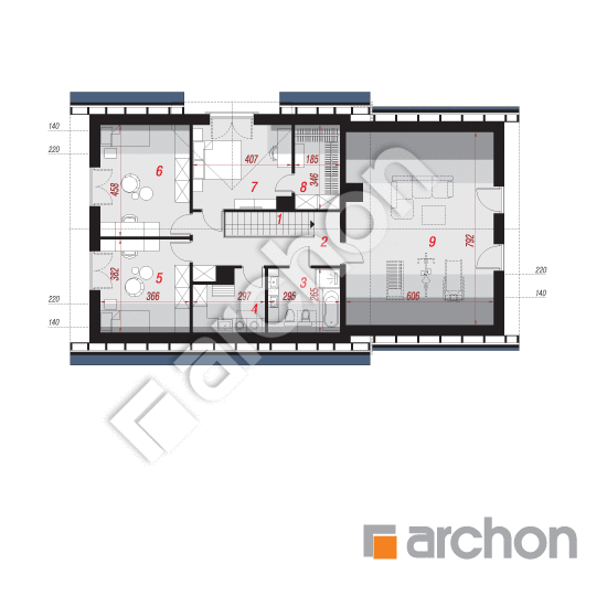 Проект дома ARCHON+ Дом в изумрудах 3 (Г2А) План мансандри