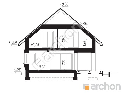 Проєкт будинку ARCHON+ Будинок в смарагдах 3 (Г2А) Розріз будинку