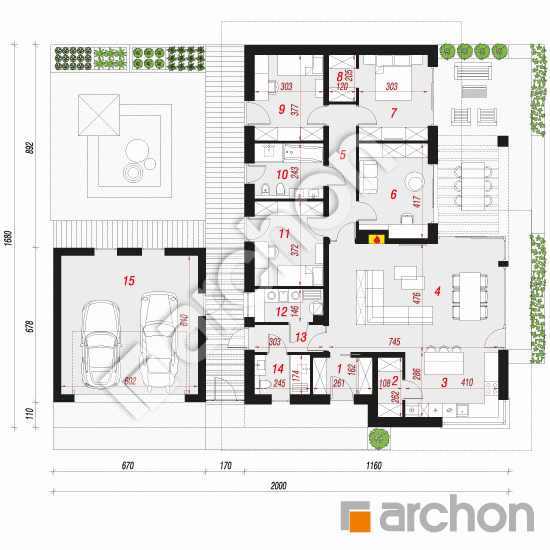 Проект дома ARCHON+ Дом в каландивах (Г2) План першого поверху