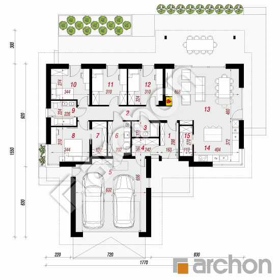 Проект будинку ARCHON+ Будинок в барбарисах (Г2) План першого поверху