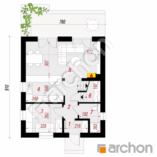 Проект будинку ARCHON+ Будинок в аркадії План першого поверху