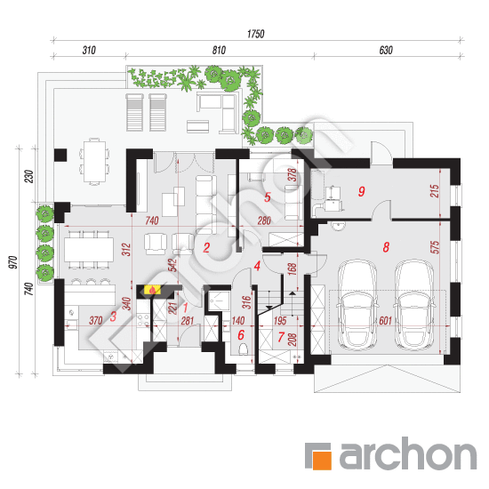 Проект дома ARCHON+ Дом в серебрянках (Г2) План першого поверху