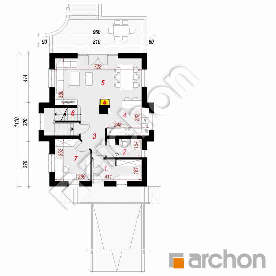Проект будинку ARCHON+ Будинок в рокітнику вер.2 План першого поверху