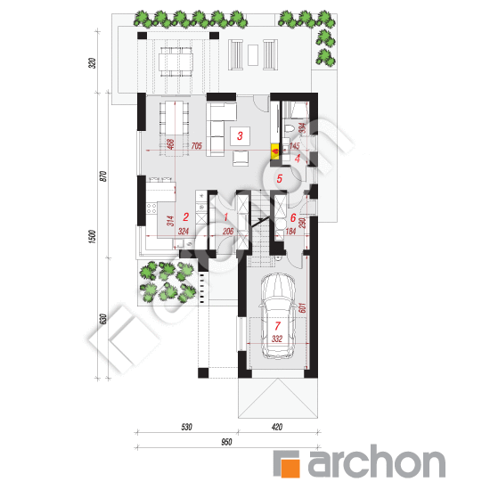 Проект будинку ARCHON+ Будинок в яскерах 3 (Г) План першого поверху