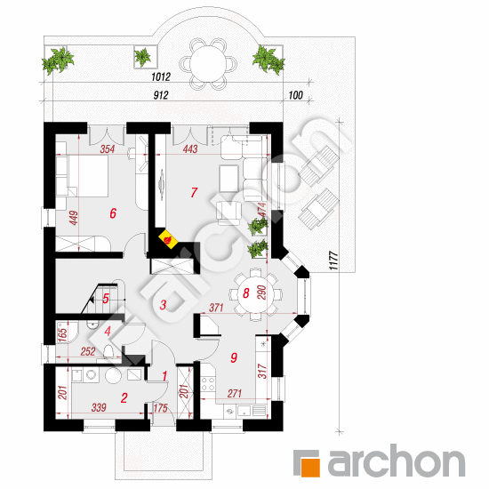 Проект дома ARCHON+ Дом под калиной вер.2 План першого поверху