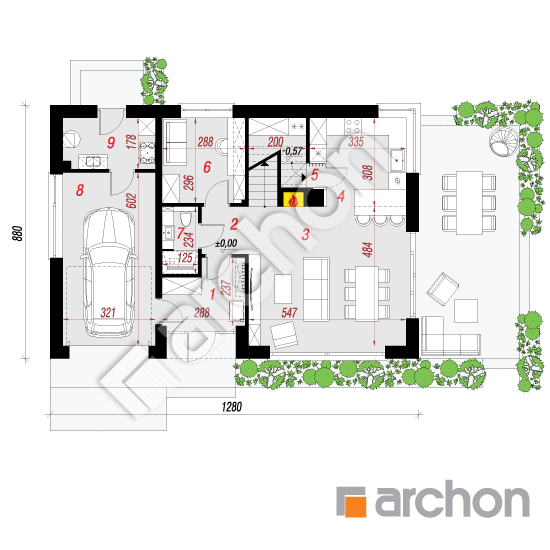 Проект будинку ARCHON+ Будинок в малинівці 25 (ГЕ) План першого поверху