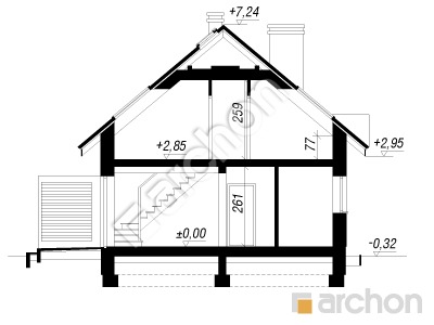 Проект дома ARCHON+ Дом в бруснике Б вер.2 Розріз будинку